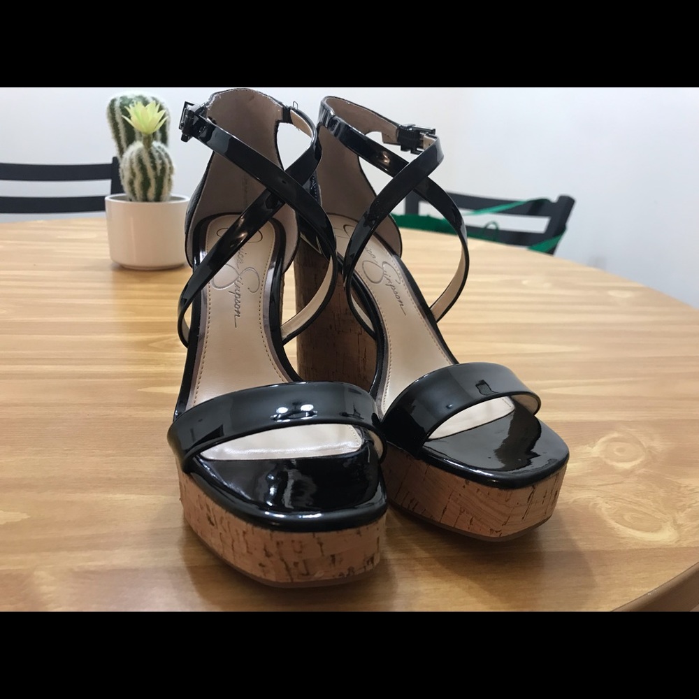 Jessica Simpson Patent Leather Black Wedges
